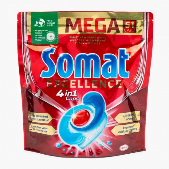 Detergent capsule 4în1 pentru mașina de spălat vase Excellence 51 capsule