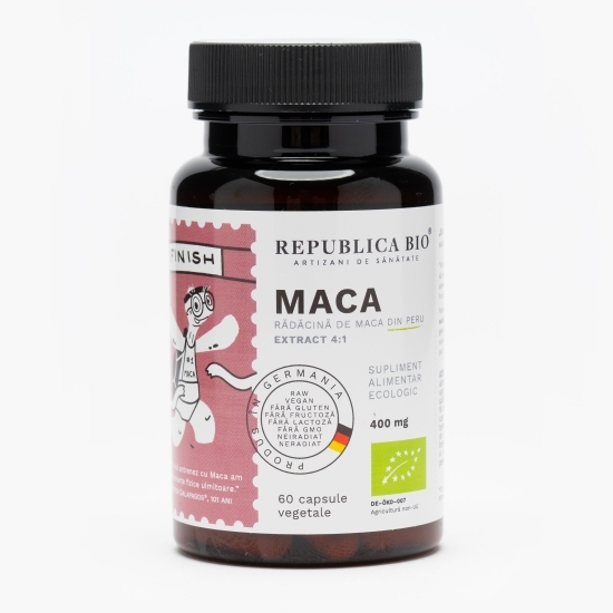 Maca ecologică extract 4:1 400mg, 60 capsule vegetale
