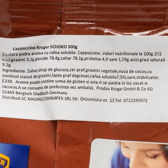 Cafea solubilă Cappuccino Kruger Schoko 500g