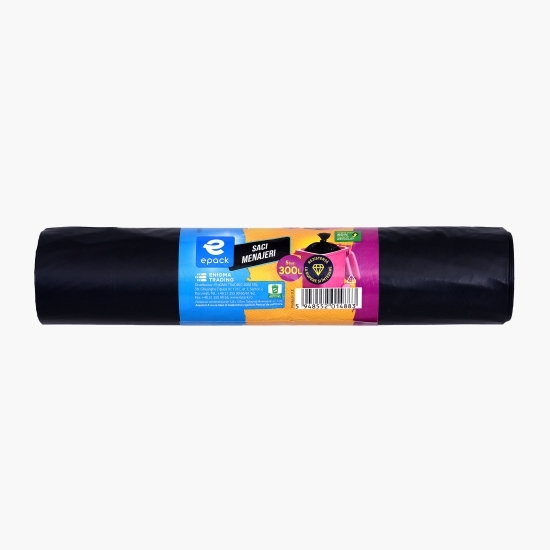 Saci menajeri LDPE negru 300l 5 buc