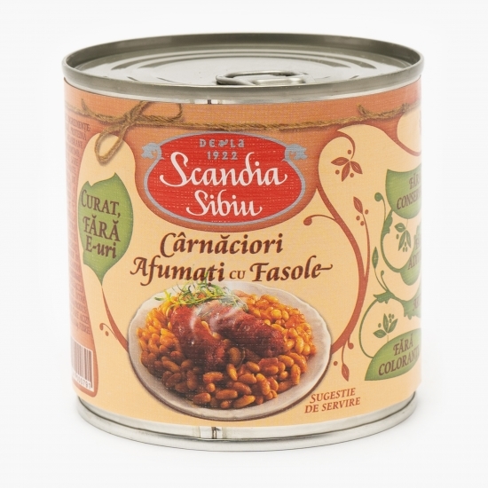 Cârnăciori afumați cu fasole 400g