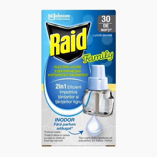 Rezervă aparat electric lichid împotriva țânțarilor, lumină discretă, Family Liquid, 21ml, 30 nopți