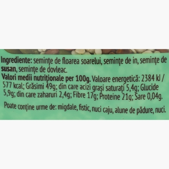 Mix semințe crude (semințe-floarea soarelui, in, susan și dovleac) 100g