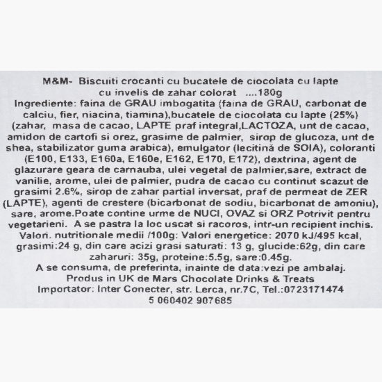 Biscuiți cu ciocolată și bomboane M&M´s Cookies 180g