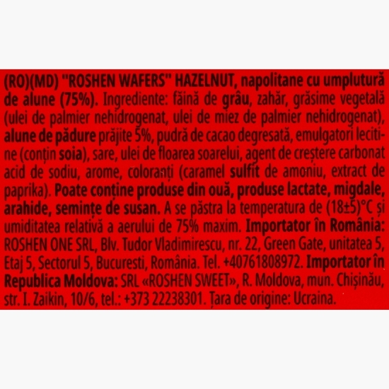 Napolitane cu umplutură de alune 72g
