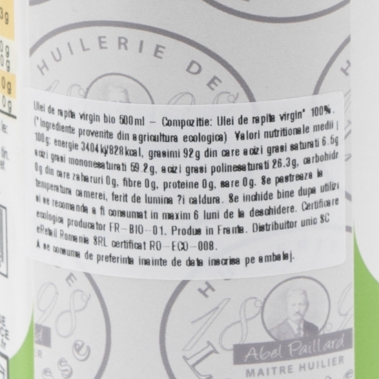 Ulei de rapiță virgin eco 0.5l