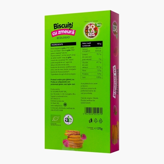 Biscuiți eco cu cremă de zmeură 175g 