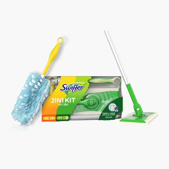 Trusă de bază: pămătuf și mop Trap&Lock + 8 lavete uscate