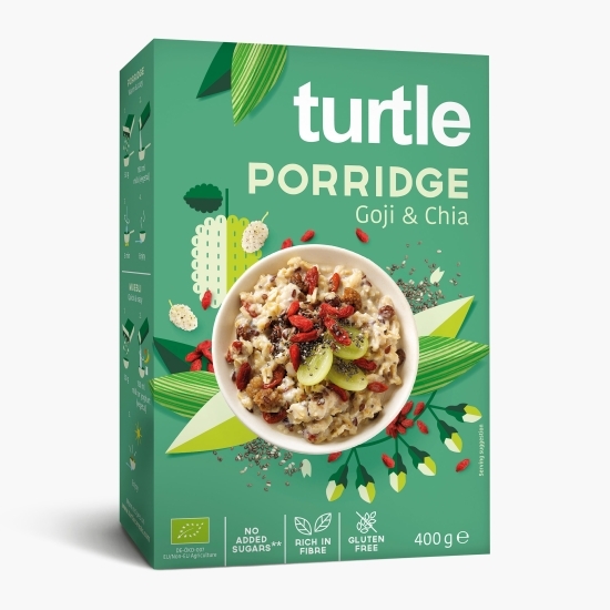 Porridge fulgi de ovăz eco cu goji și chia, fără zahăr adăugat 400g