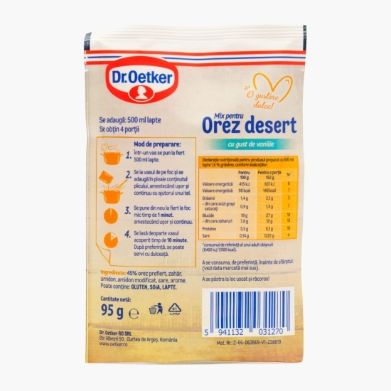 Mix pentru orez desert cu gust de vanilie, 95g