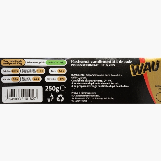 Pastramă de oaie condimentată 250g