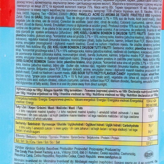 Jeleuri acre cu aromă de tutti frutti 85g