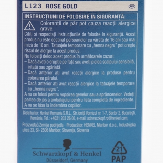 Vopsea de păr semi-permanentă Ultra Brights P123 Rose gold 65ml