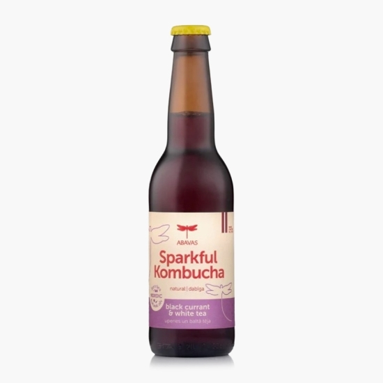 Băutură carbogazoasă Kombucha cu coacăze negre și ceai alb, sticlă 330ml
