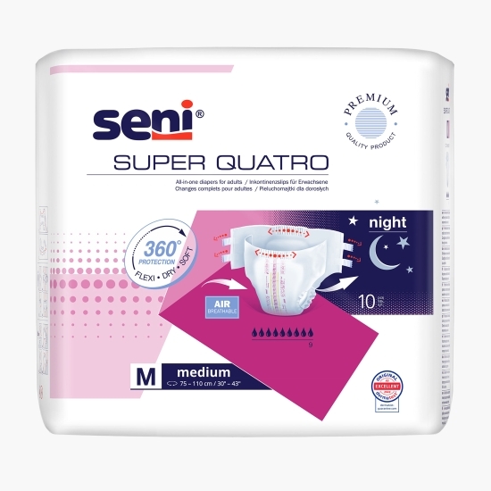 Scutece adulți Super Quatro, mărime M, 10buc