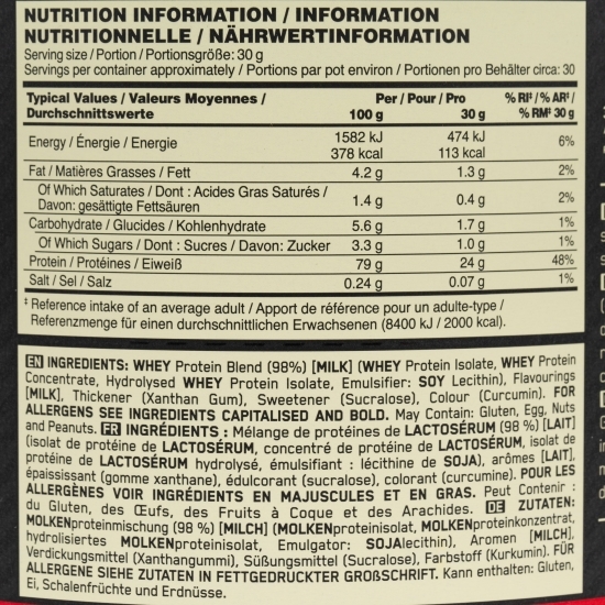 Proteine din zer 100% Whey Gold Standard, aromă vanilie, 900g