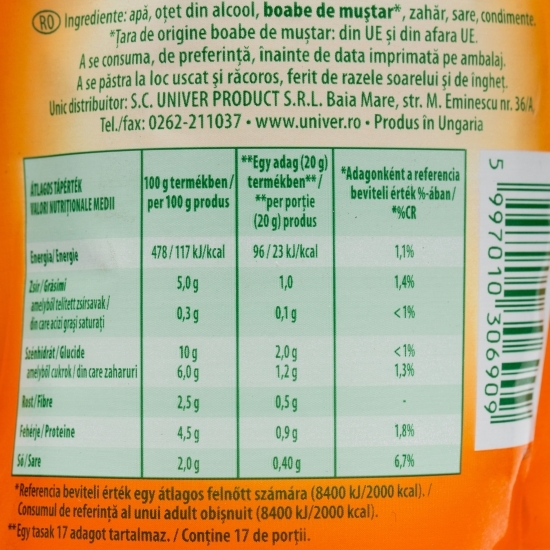 Muștar fără E-uri 340g