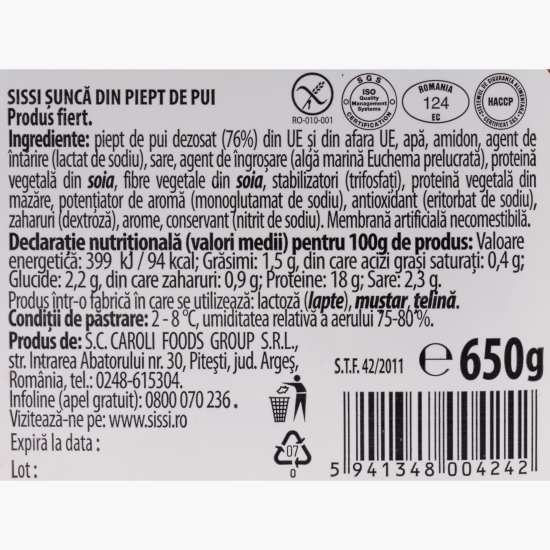 Șuncă din piept de pui 650g