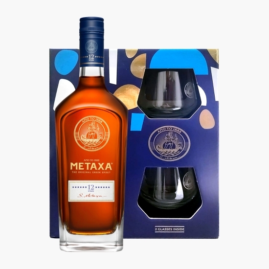 Brandy 12* 40% alc. 0.7l + 2 pahare