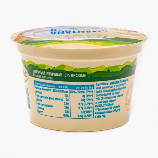 Smântână Gospodar 15% grăsime 175g
