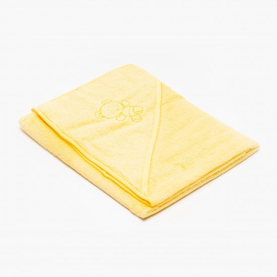 Prosop bebe cu glugă galben, +0 luni, 80x80 cm