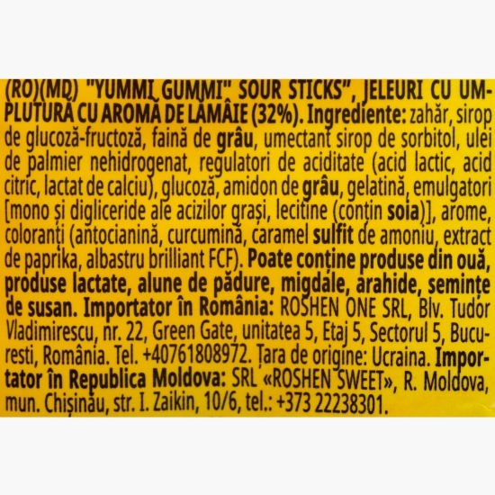 Jeleuri cu umplutură cu aromă de lămâie Yummi Gummi Sticks 70g