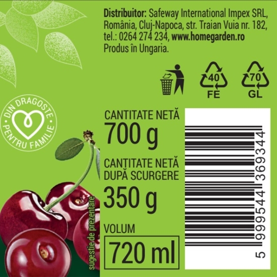 Compot de vișine, fără sâmburi, 700g