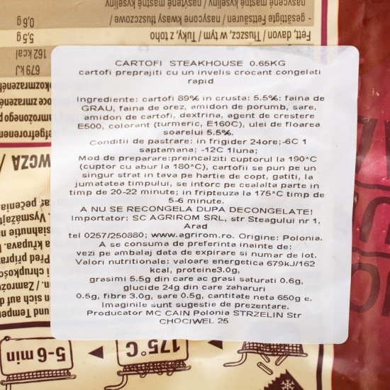 Cartofi steakhouse 650g
