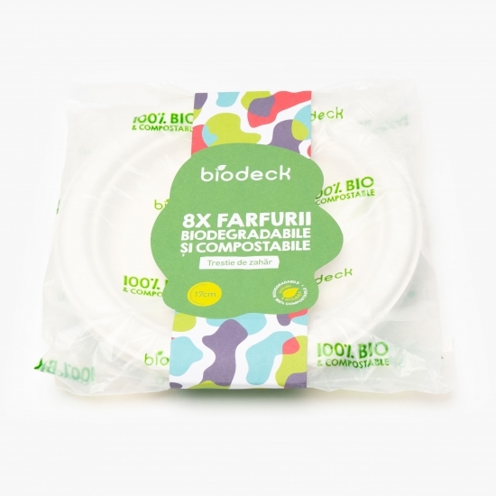 Farfurii din trestie rotunde albe 17cm 8 buc