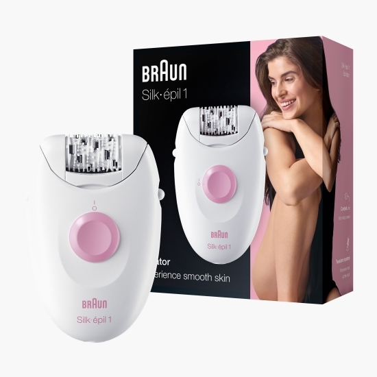 Epilator Braun Silk-epil 1-170, 20 pensete, capete Soft Lift, alb/roz