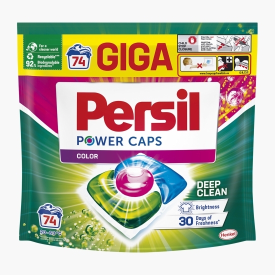 Detergent de rufe capsule Power Caps Color, Deep Clean, 74 spălări