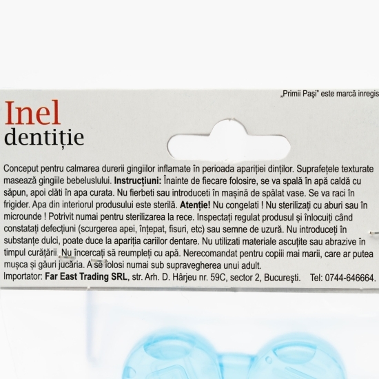 Inel gingival cu biluțe, albastru, +3 luni