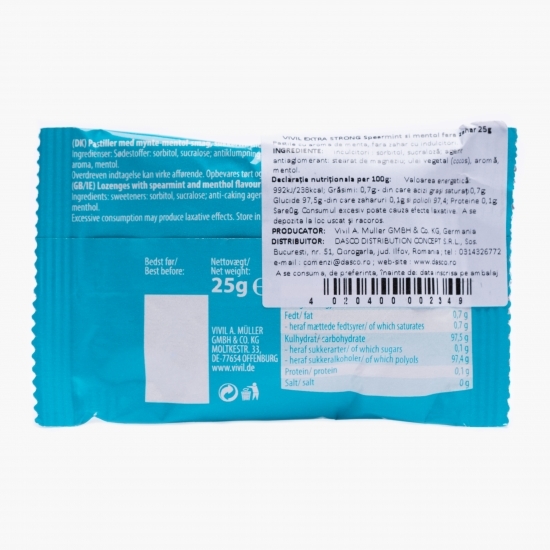 Bomboane Extra Strong spearmint și mentol fără zahăr 25g
