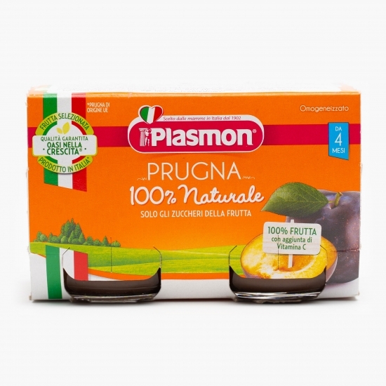 Piure omogenizat din prune, +4 luni, 2x104g