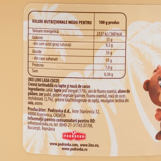 Cremă tartinabilă cu lapte și nucă de cocos 2.5kg