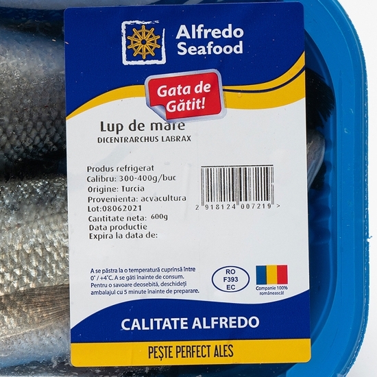 Lup de mare (biban de mare) eviscerat 600g
