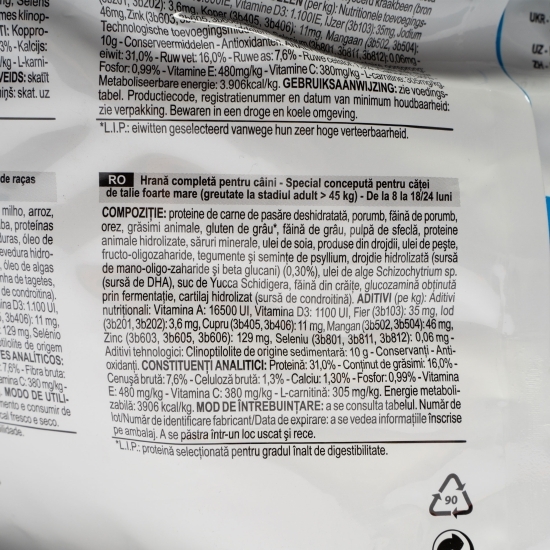 Hrană uscată pentru câini, 15Kg, Giant Junior