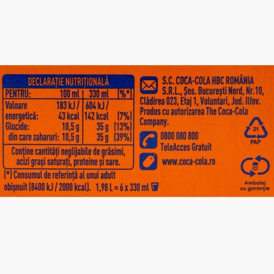 Băutură carbogazoasă de portocale 6x0.33l
