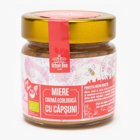 Miere cremă ecologică cu căpșuni 300g
