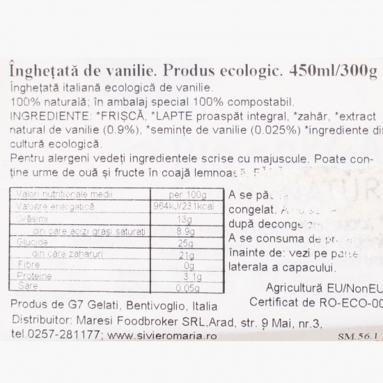 Înghețată cu vanilie eco 450ml