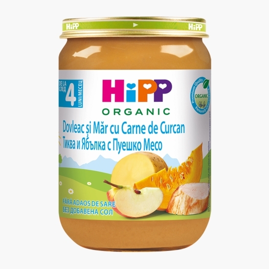 Meniu curcan cu dovleac și măr, eco, +4 luni, 190g