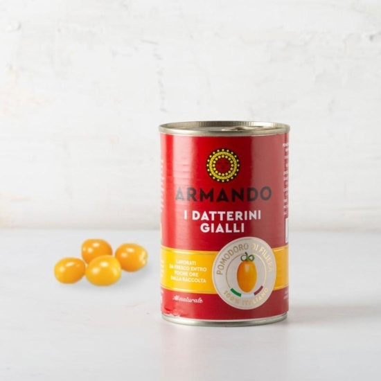 Roșii Datterini galbene decojite, 400g
