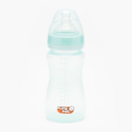Biberon polipropilenă gât larg bleu, +0 luni, 250ml