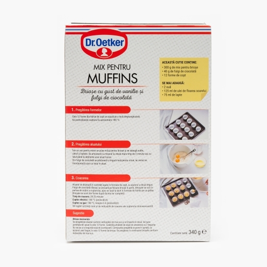 Mix pentru brioșe cu gust de vanilie și fulgi de ciocolată 340g