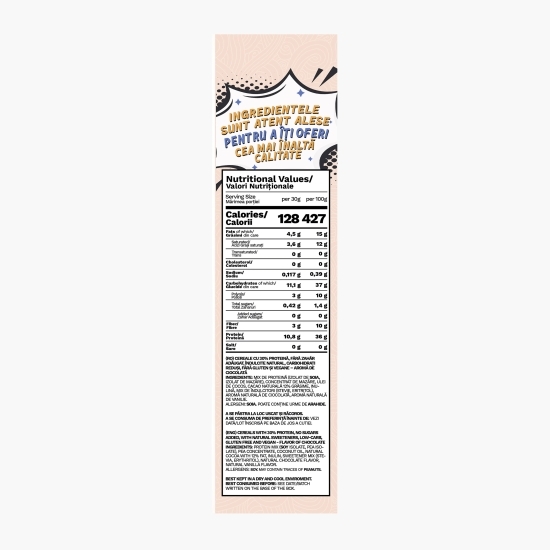 Cereale vegane cu aromă de ciocolată, cu 30% proteină, fără zahăr, low carb, fără gluten 250g