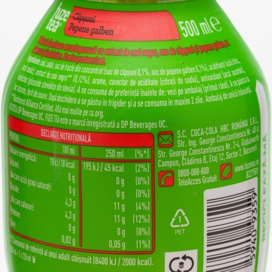 Ceai negru căpșune și pepene galben, 500ml 