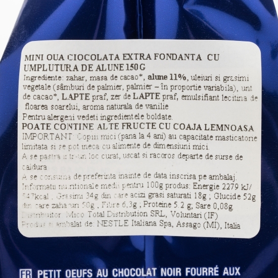 Mini ouă cu ciocolată extra fondantă cu umplutură de alune 150g