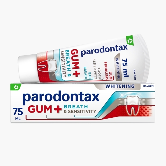 Pastă de dinți Gum+ Breath & Sensitivity Whitening, 75ml