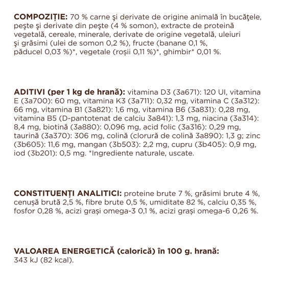 Hrană umedă completă cu somon în sos, pentru câini de rase mini și mici, S, 100g 