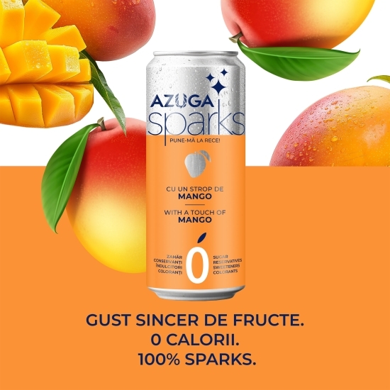 Apă carbogazoasă Sparks, cu extract natural de mango 0.33l